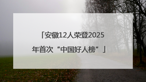 安徽12人荣登2025年首次“中国好人榜”
